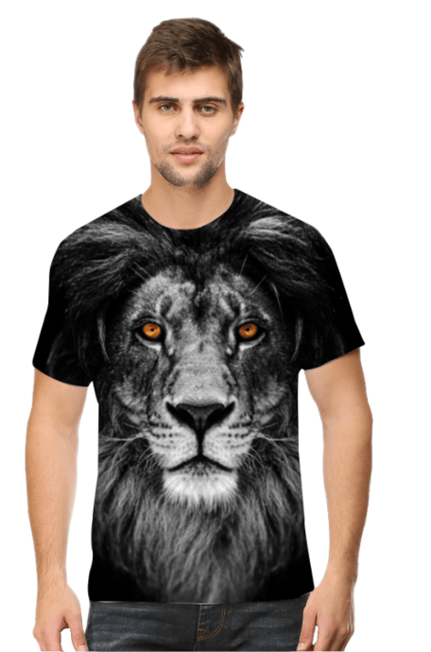 AOP Lion with Golden Blazing Eyes Men's T-Shirt – Fierce & Majestic - versevogue